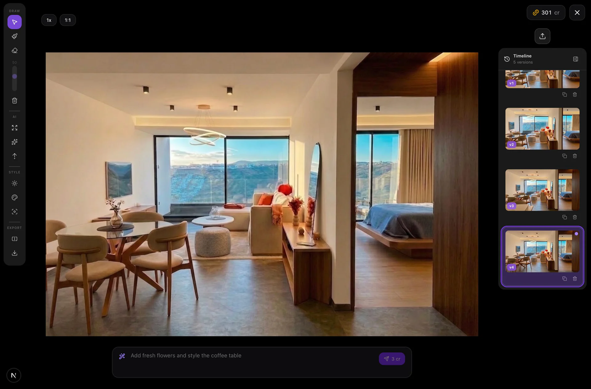 Airglow image editor with listing photos and AI enhancement controls